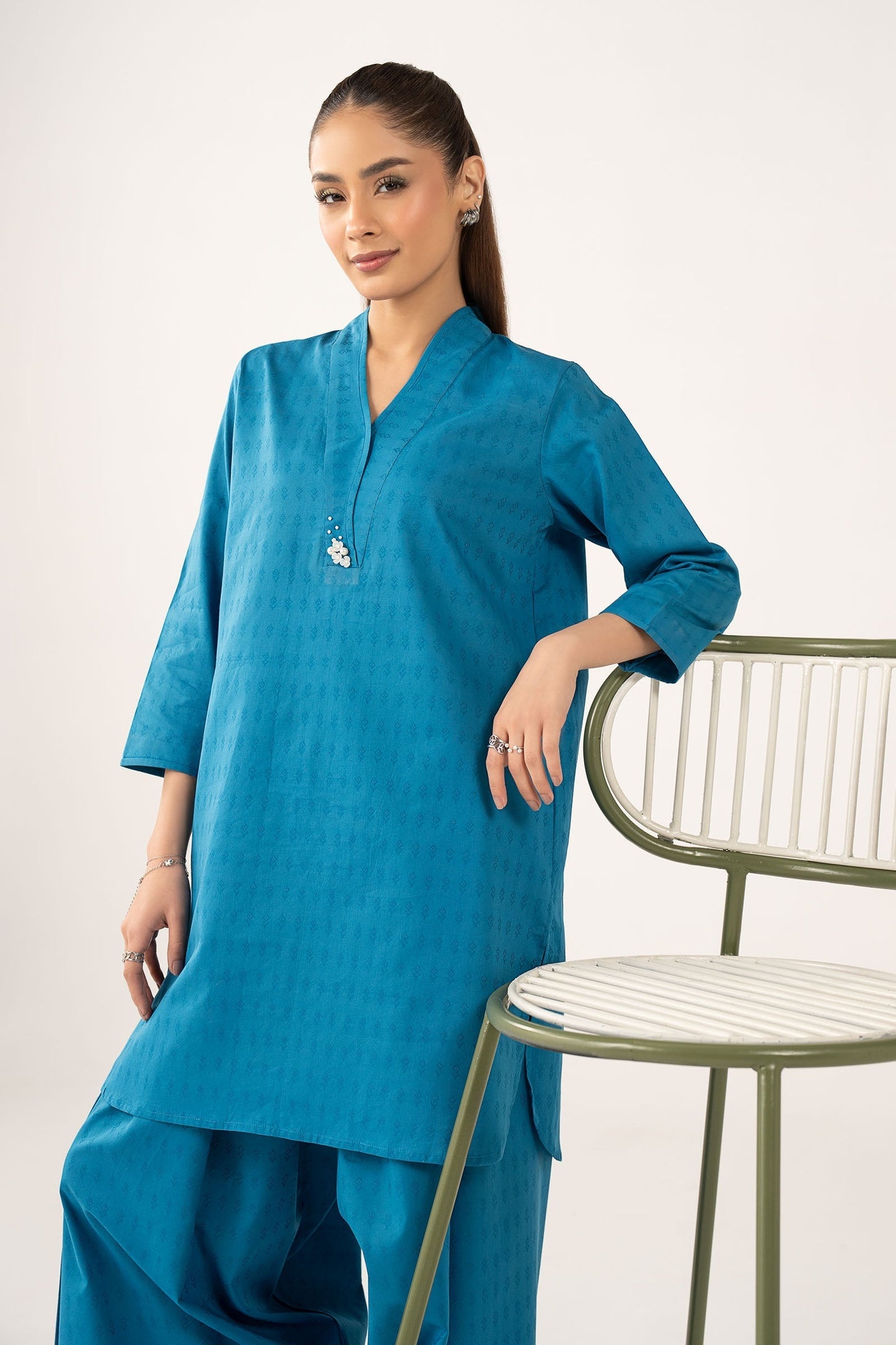 2 Pc Dyed Dobby Cotton Suit