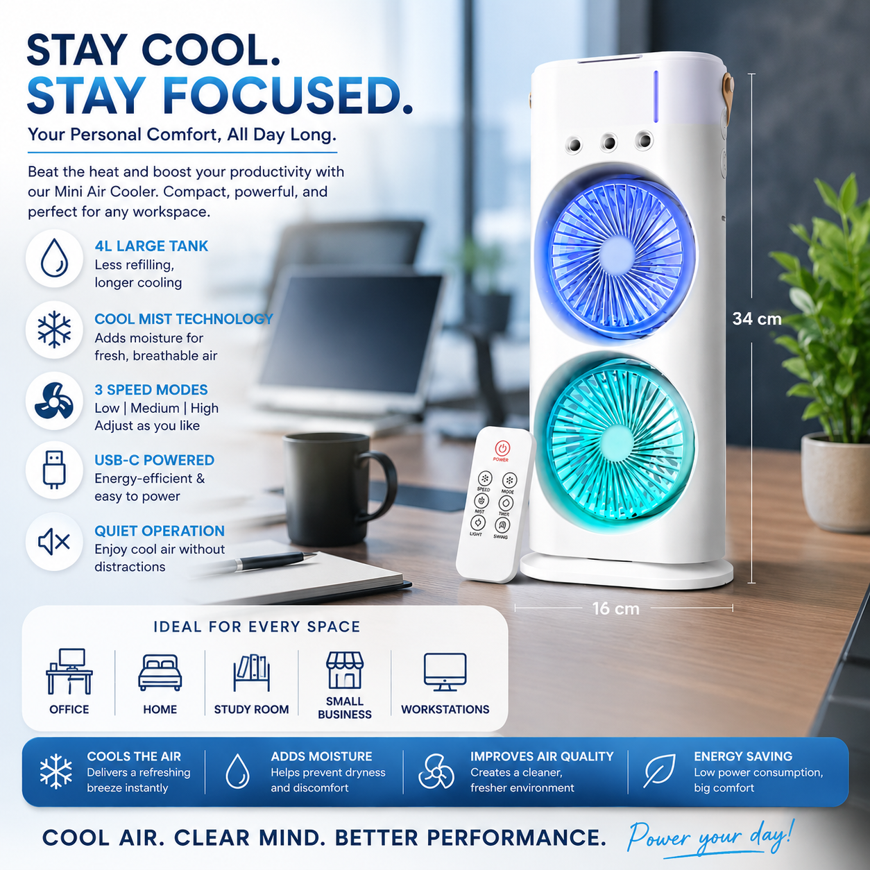 Tower Fan - DUAL MIST | USA Quality